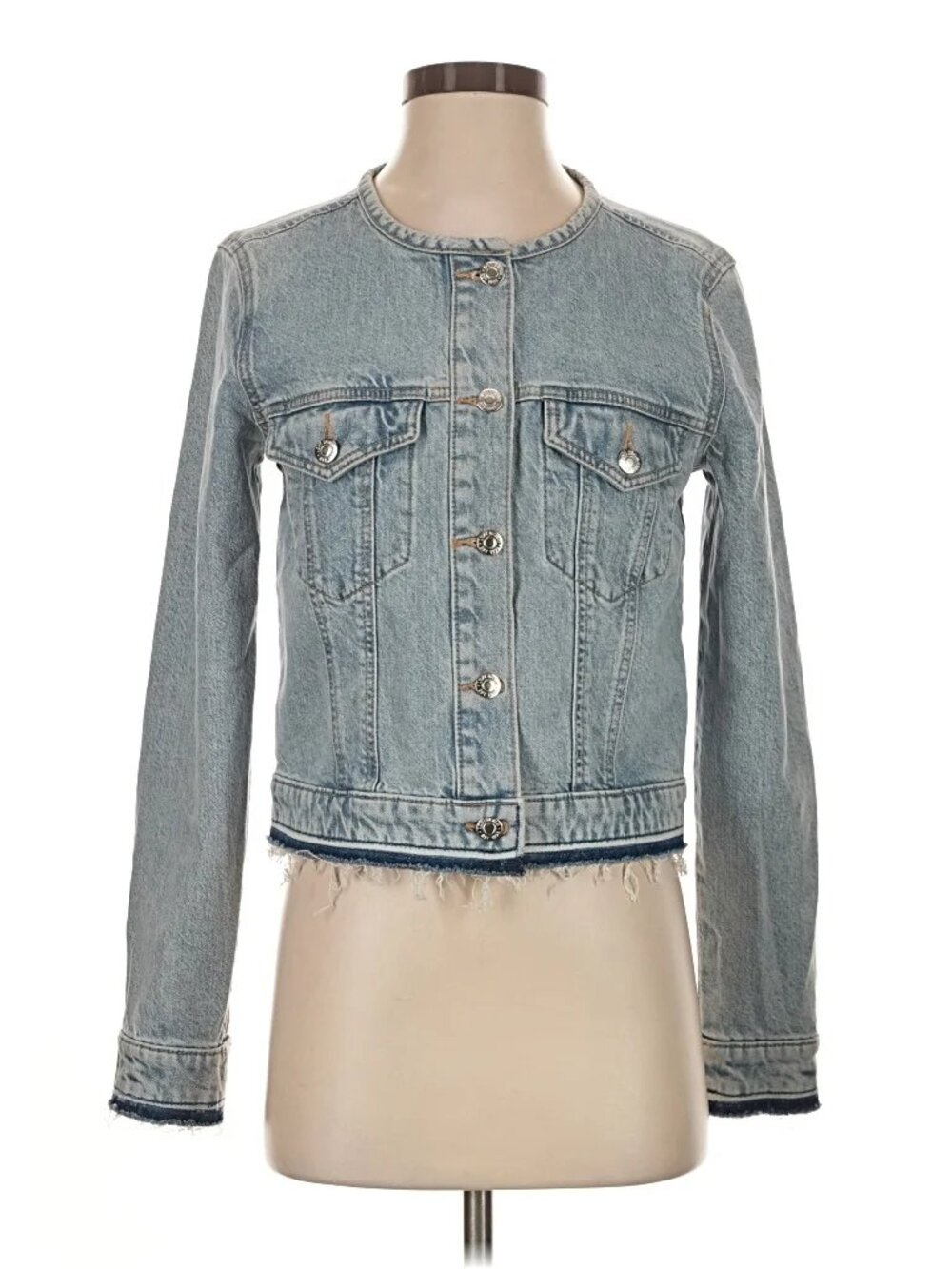 ✨30% off 2✨ LOFT Light Blue Collarless Denim Jacket (Worn Once, Clean)